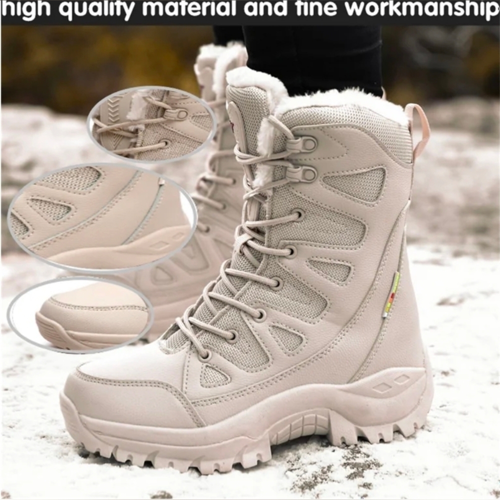 Waterproof Cream Snow Boots Outdoor Mid-tube Lace-Up Size 38EU - Picture 4 of 15